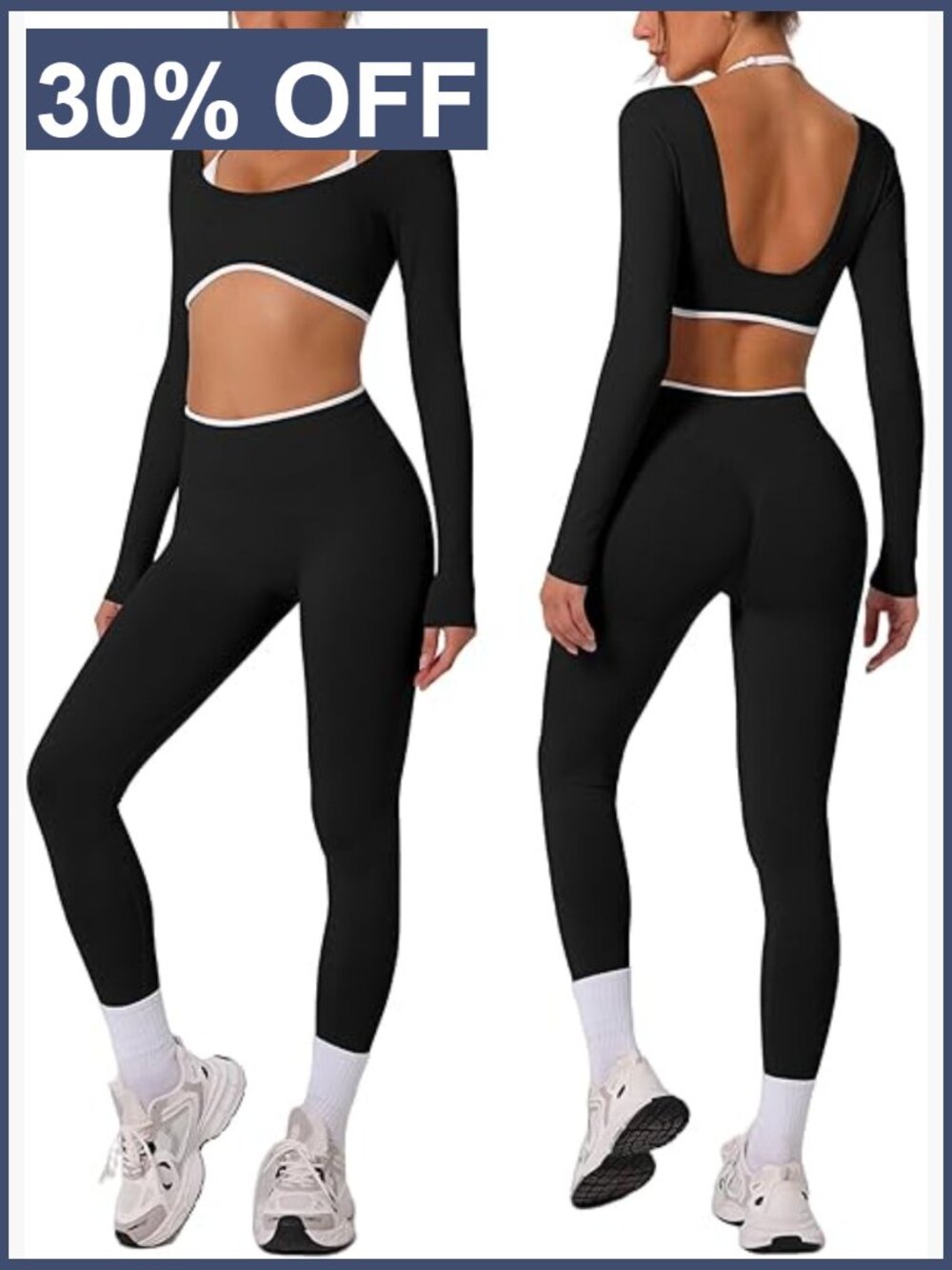 Seamless Long Sleeve Crop Top Leggings 2 Piece Womens Workout Sets